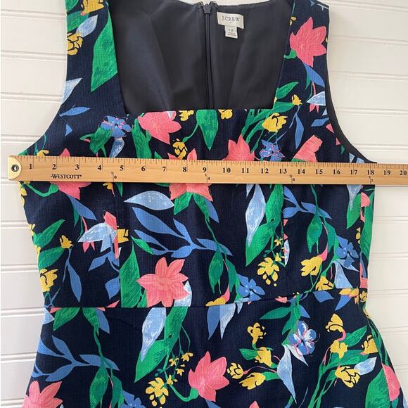 J. Crew Floral Basketweave Square Neck Lined Shift Dress - Size Women's 12 - Picture 4 of 6